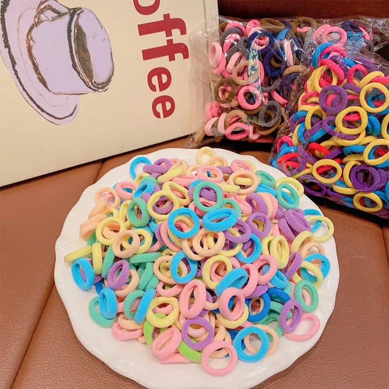 100PCS Baby Girl Elastic Hair Bands (Multicolor)