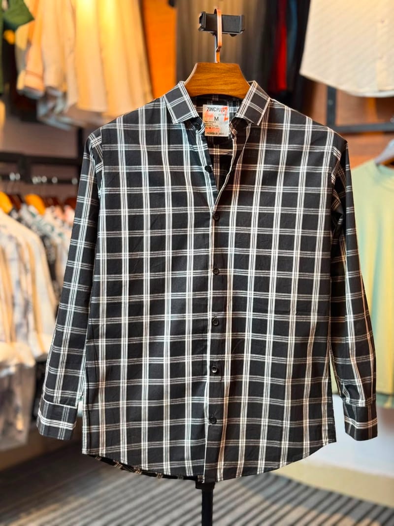 Aurenzo Black Check Casual Shirt
