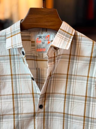 Aurenzo White & Brown Check Casual Shirt 2