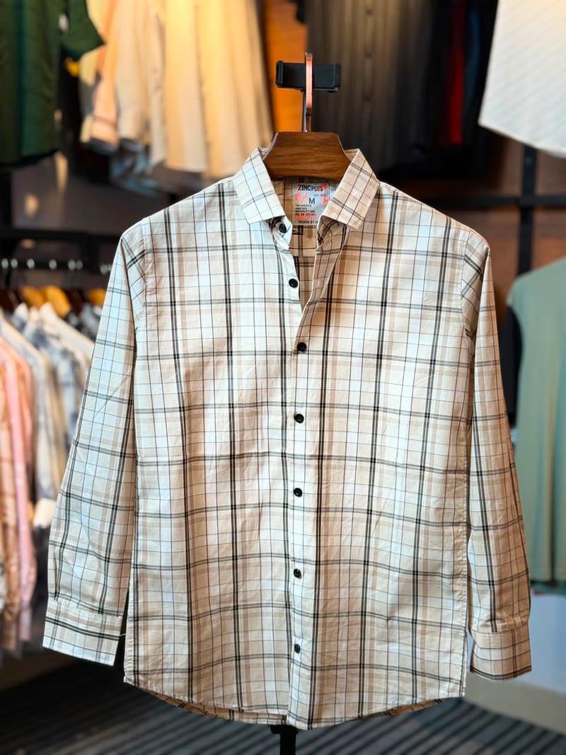 Aurenzo White & Grey Check Casual shirt