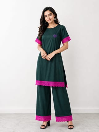 Ladies Long Tshirt and Pant Set 3
