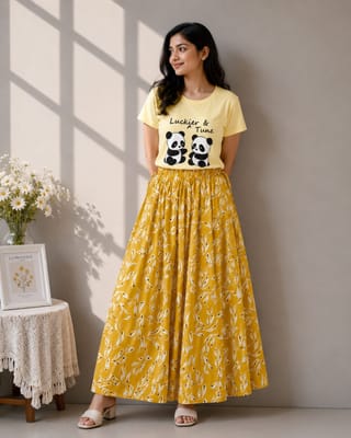 Linen Skirt and Tshirt Set 1
