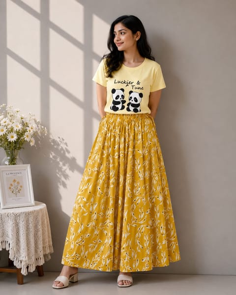 Linen Skirt and Tshirt Set