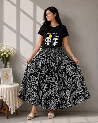Linen Skirt and Tshirt Set 2