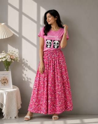 Linen Skirt and Tshirt Set 3