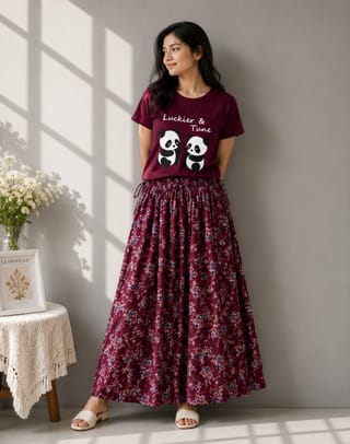 Linen Skirt and Tshirt Set 5