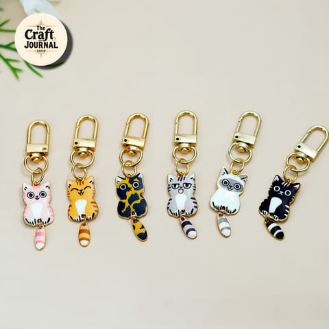 Cat Enamel Metal Keychain