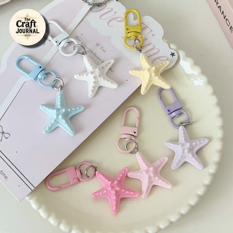 Pastel Starfish Charm Keychain
