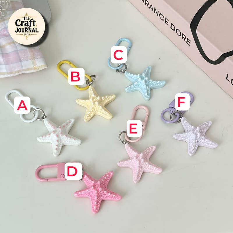 Pastel Starfish Charm Keychain
