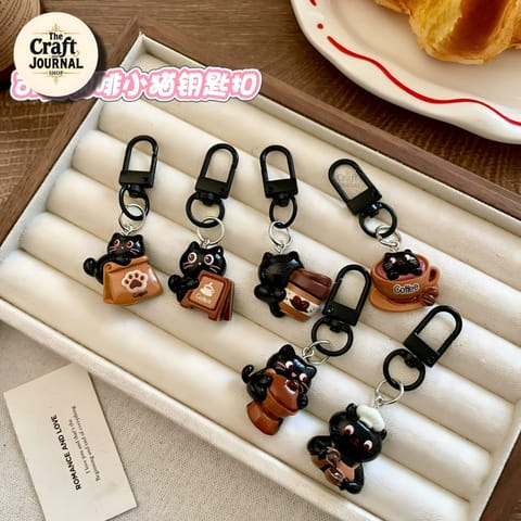 Black Cat Coffee Keychain