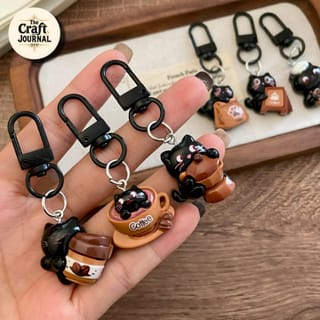 Black Cat Coffee Keychain 4