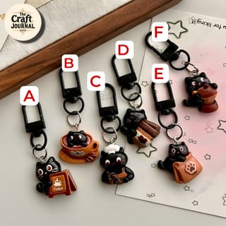 Black Cat Coffee Keychain 5