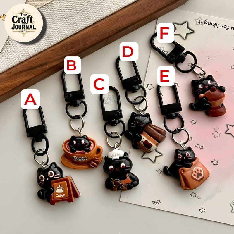 Black Cat Coffee Keychain
