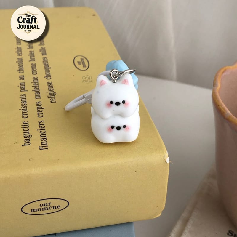 Cute Stacked Kitty Star Keychain