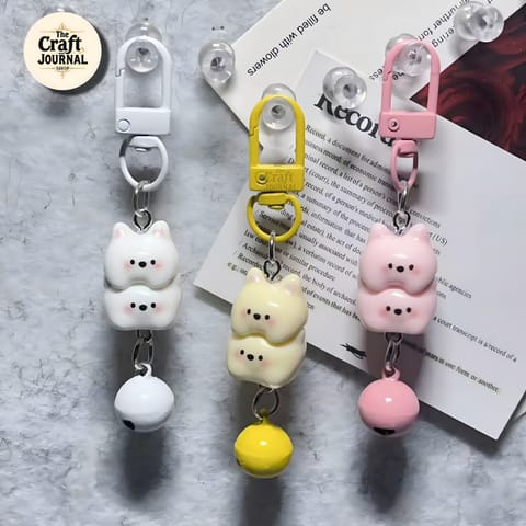 Cute Stacked Kitty Bell Keychain