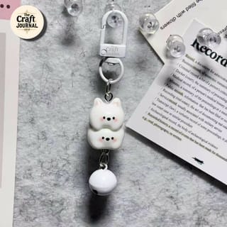 Cute Stacked Kitty Bell Keychain 4