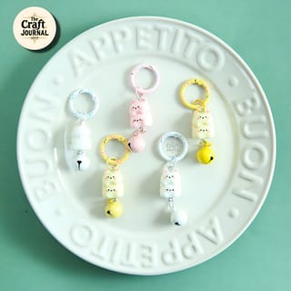 Cute Stacked Kitty Bell Keychain 2