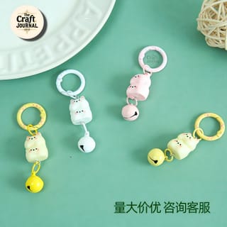 Cute Stacked Kitty Bell Keychain 3