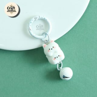 Cute Stacked Kitty Bell Keychain 4