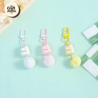 Cute Stacked Kitty Plush Keychain 2
