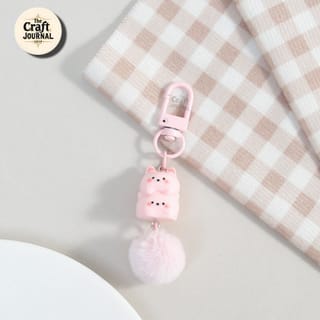 Cute Stacked Kitty Plush Keychain 3