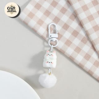 Cute Stacked Kitty Plush Keychain 4