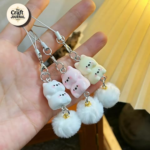 Cute Stacked Kitty Plush Phone Charm