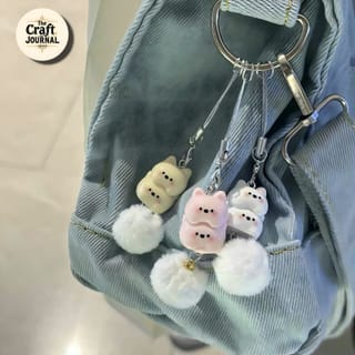 Cute Stacked Kitty Plush Phone Charm 4