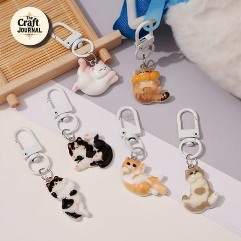 Lazy Cat Charm Keychain