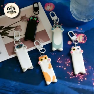 Cute Cat Peeking Keychain 4
