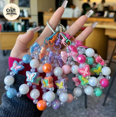 Colorful Butterfly Beaded Keychain