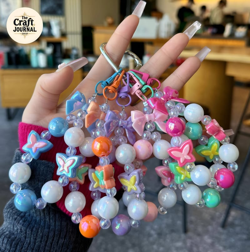 Colorful Butterfly Beaded Keychain