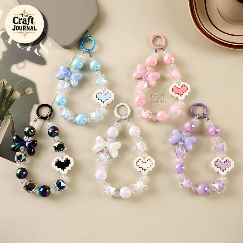 Beaded Heart Phone Charm