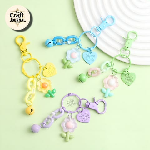 Pastel Flower Charm Keychain