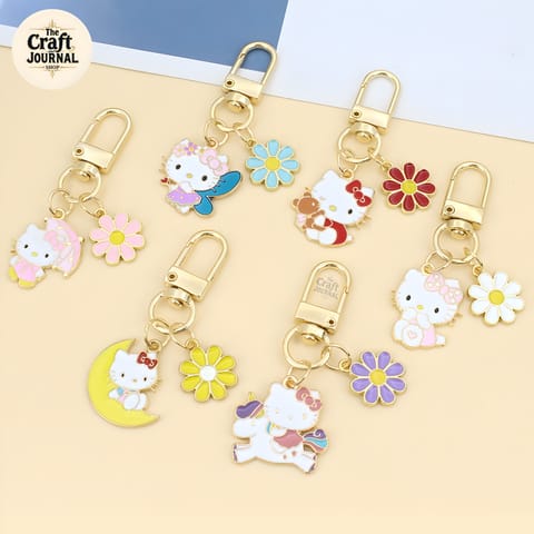 Hello Kitty Metal Charm Keychain