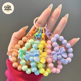 Pastel Beaded Bow Keychain 1