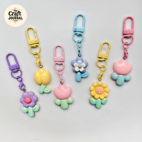 Cute Flower & Tulip Charm Keychain