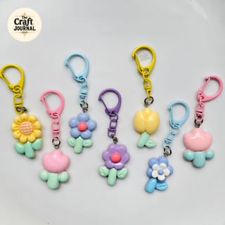 Cute Flower & Tulip Charm Keychain 1