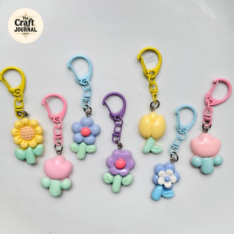 Cute Flower & Tulip Charm Keychain