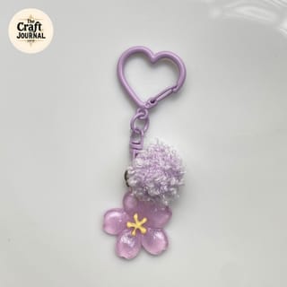 Sakura Pom-Pom Heart Keychain 3