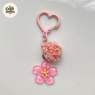 Sakura Pom-Pom Heart Keychain 4