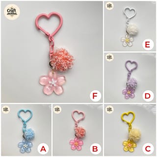 Sakura Pom-Pom Heart Keychain 5