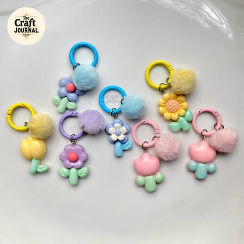 Cute Flower & Tulip Charm Keychain