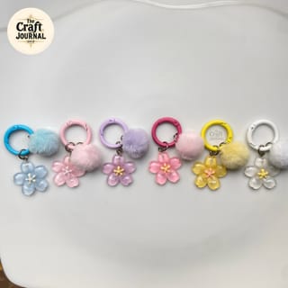 Sakura Pom-Pom Heart Keychain 2