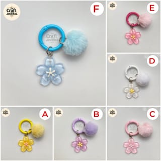 Sakura Pom-Pom Heart Keychain 5
