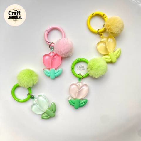 Tulip Pom Pom Charm Keychain