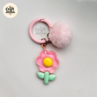 Flower Pom Pom Charm Keychain 2
