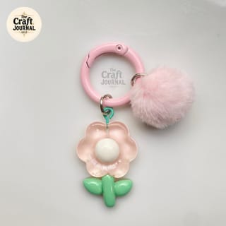 Flower Pom Pom Charm Keychain 3