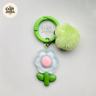 Flower Pom Pom Charm Keychain 4
