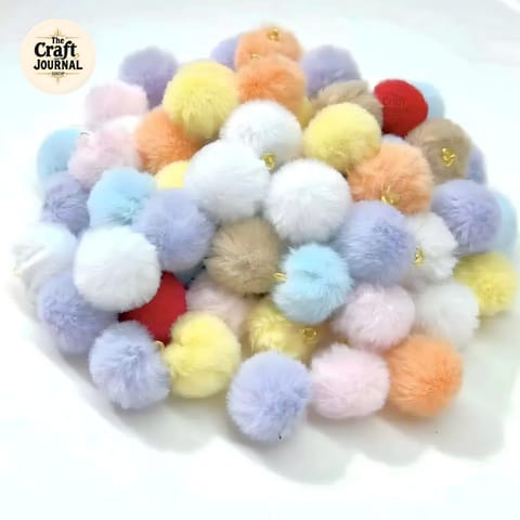 Fluffy Faux Fur & Curly Yarn Pom Pom